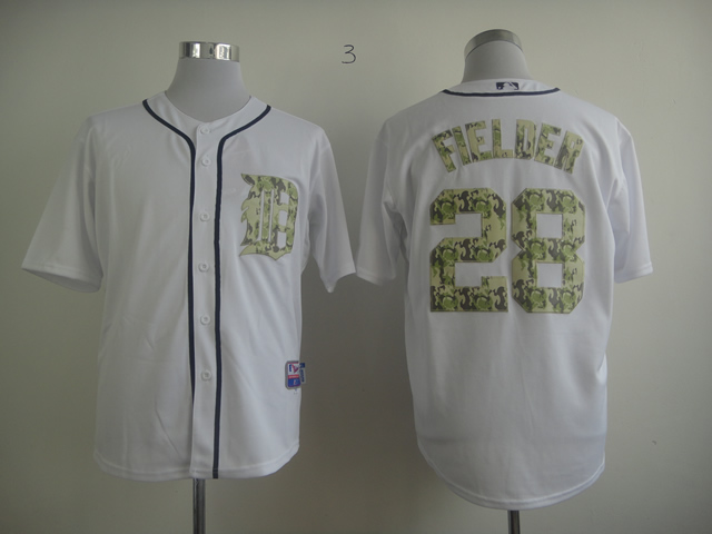 Men Detroit Tigers #28 Fielder White Camo MLB Jerseys->detroit tigers->MLB Jersey